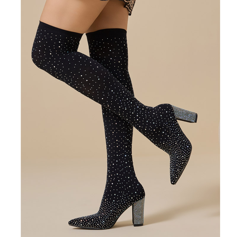 Ботфорты Aneikeh Crystal с ост – обзор и цена Knee High Sock Women